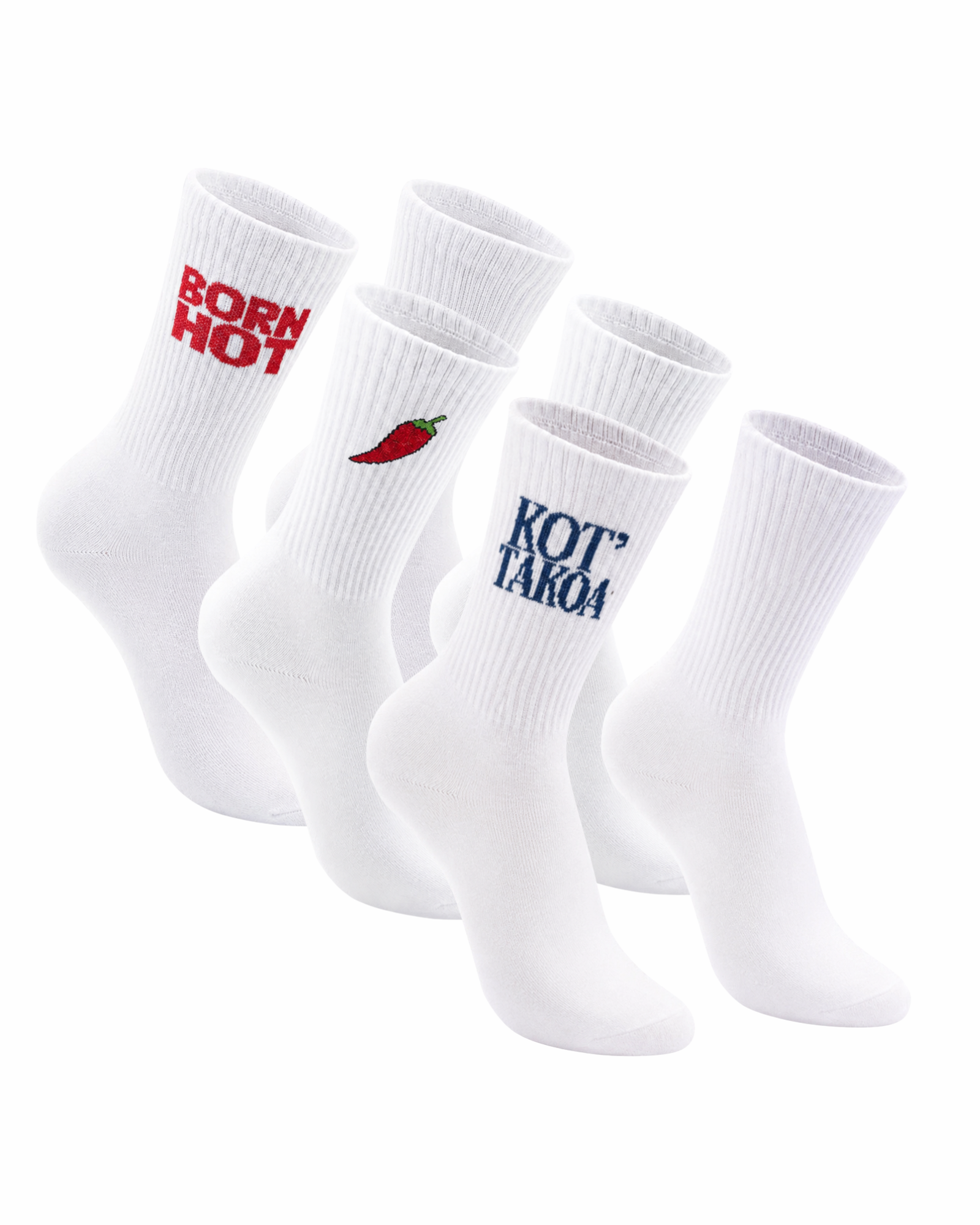 Trio Pack Ribbed Crew Socks